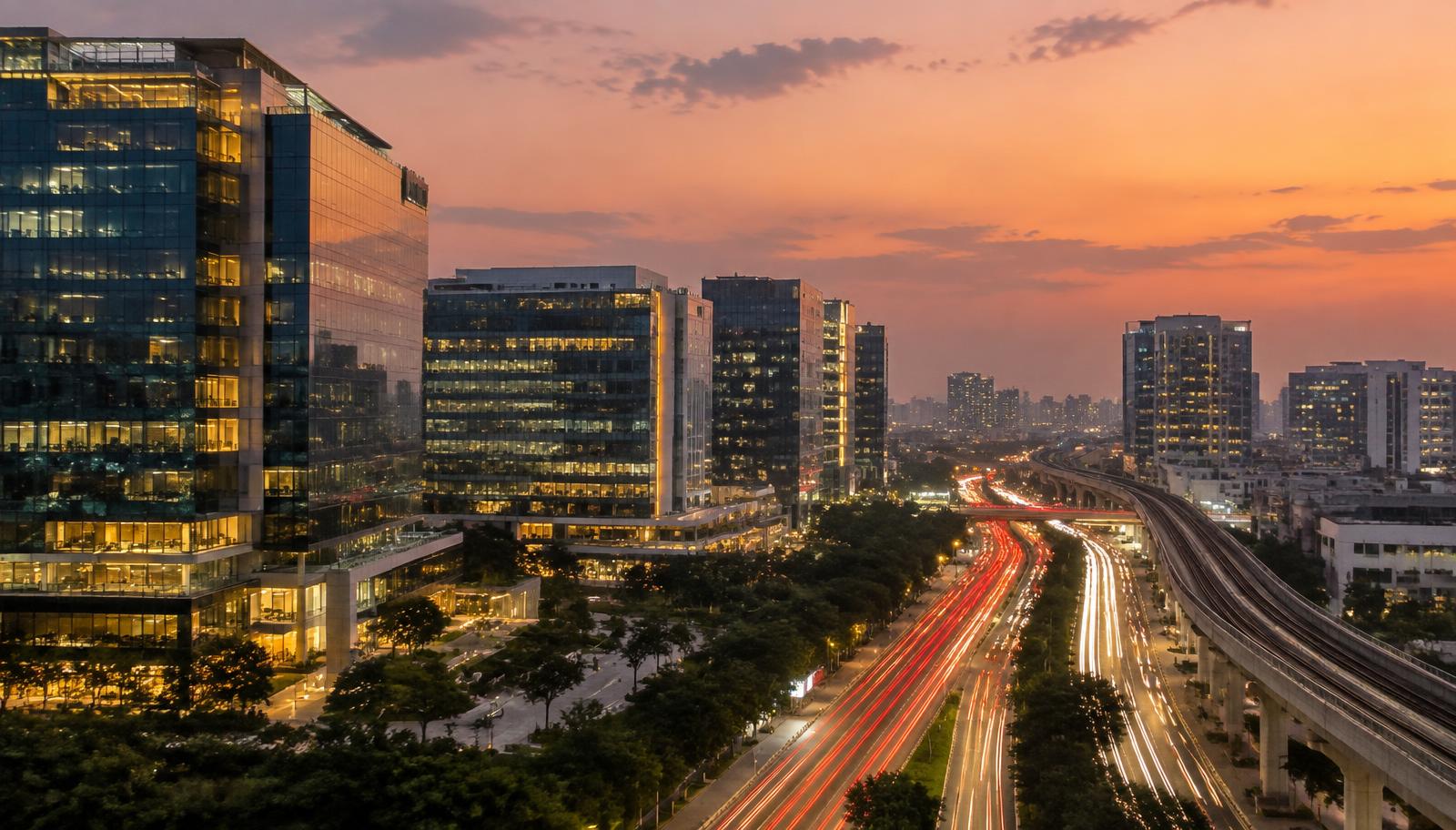 Hitec City, Hyderabad at dusk
